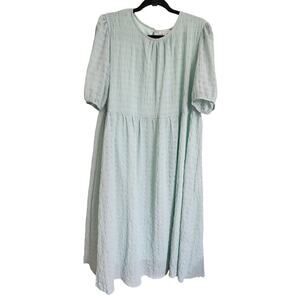 Anniewear Textured Mint Green Midi Dress Sz L Cottagecore Modest